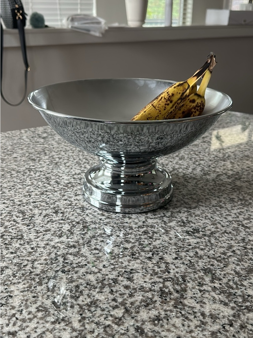 Silver Decorative Pedestal Bowl - Elegant Home Dining Centerpiece